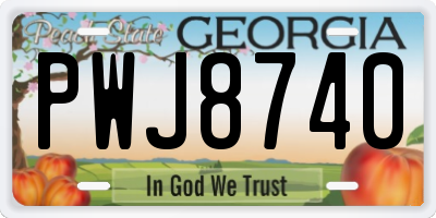 GA license plate PWJ8740