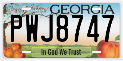 GA license plate PWJ8747