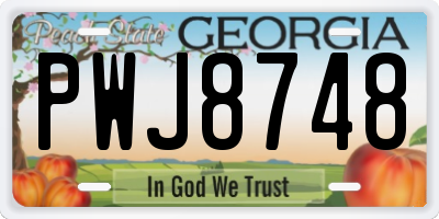 GA license plate PWJ8748