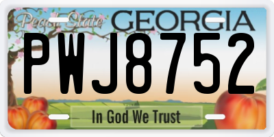 GA license plate PWJ8752