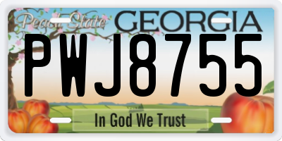 GA license plate PWJ8755