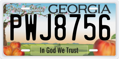 GA license plate PWJ8756
