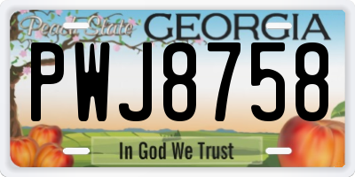 GA license plate PWJ8758