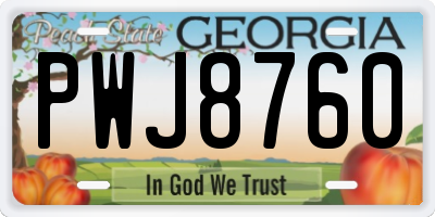 GA license plate PWJ8760
