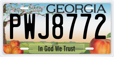 GA license plate PWJ8772