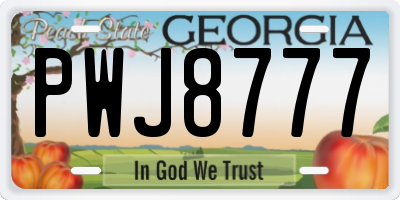 GA license plate PWJ8777