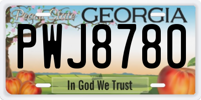 GA license plate PWJ8780