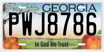 GA license plate PWJ8786