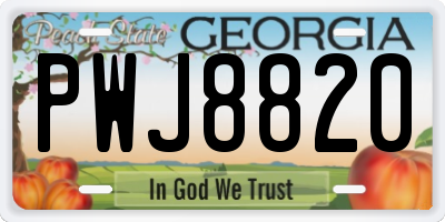 GA license plate PWJ8820