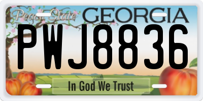 GA license plate PWJ8836
