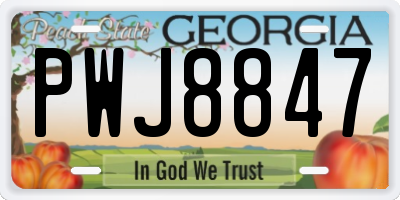 GA license plate PWJ8847