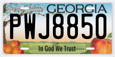 GA license plate PWJ8850
