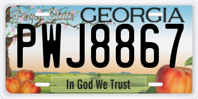 GA license plate PWJ8867