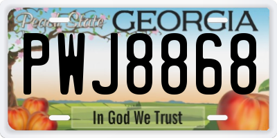 GA license plate PWJ8868