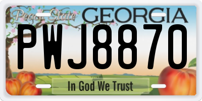 GA license plate PWJ8870