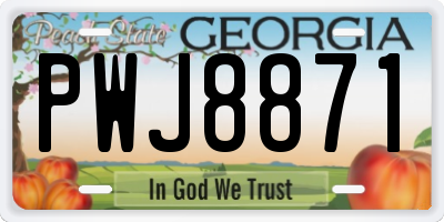 GA license plate PWJ8871