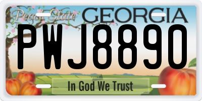 GA license plate PWJ8890