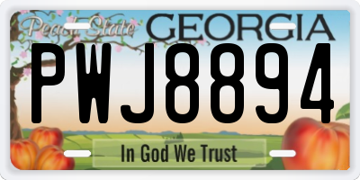 GA license plate PWJ8894