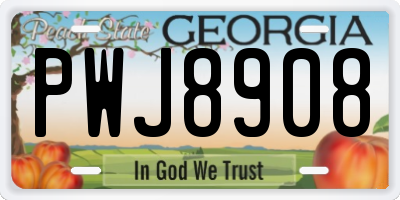 GA license plate PWJ8908