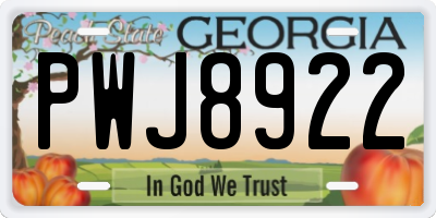 GA license plate PWJ8922