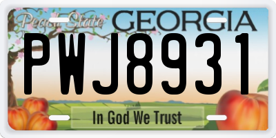 GA license plate PWJ8931