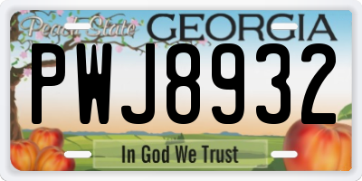 GA license plate PWJ8932