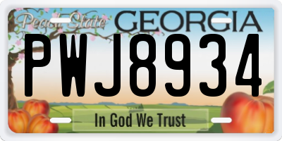 GA license plate PWJ8934