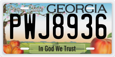 GA license plate PWJ8936