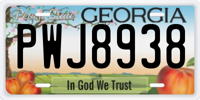 GA license plate PWJ8938