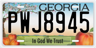GA license plate PWJ8945