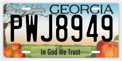 GA license plate PWJ8949