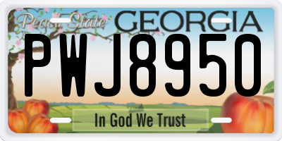GA license plate PWJ8950