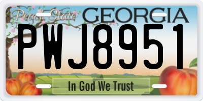 GA license plate PWJ8951