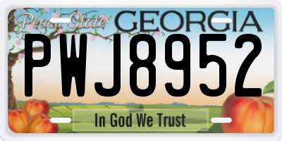 GA license plate PWJ8952