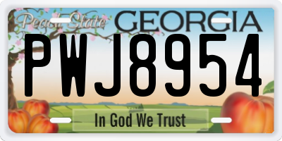 GA license plate PWJ8954