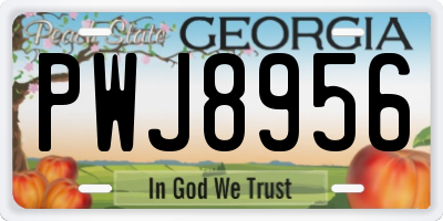 GA license plate PWJ8956