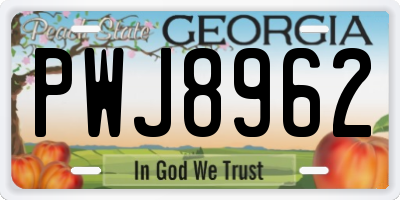 GA license plate PWJ8962