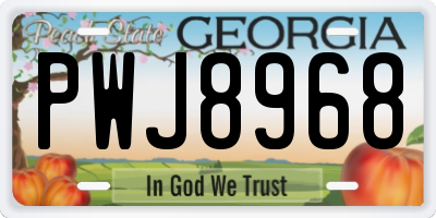 GA license plate PWJ8968
