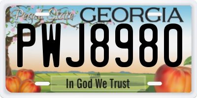 GA license plate PWJ8980