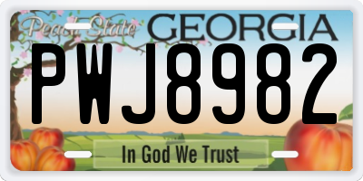 GA license plate PWJ8982