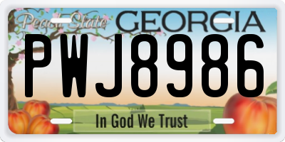 GA license plate PWJ8986