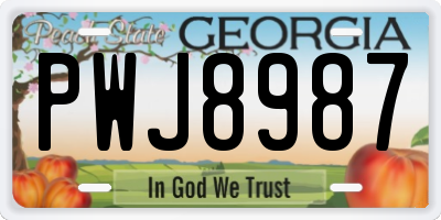 GA license plate PWJ8987