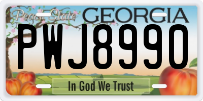 GA license plate PWJ8990