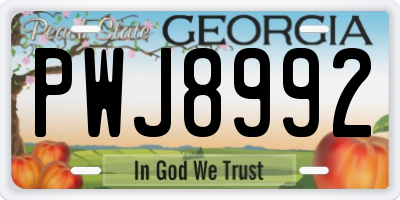 GA license plate PWJ8992