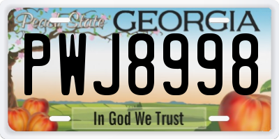 GA license plate PWJ8998