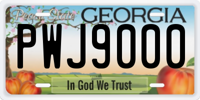 GA license plate PWJ9000