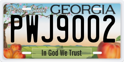 GA license plate PWJ9002