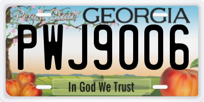 GA license plate PWJ9006