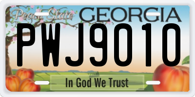 GA license plate PWJ9010