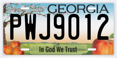 GA license plate PWJ9012
